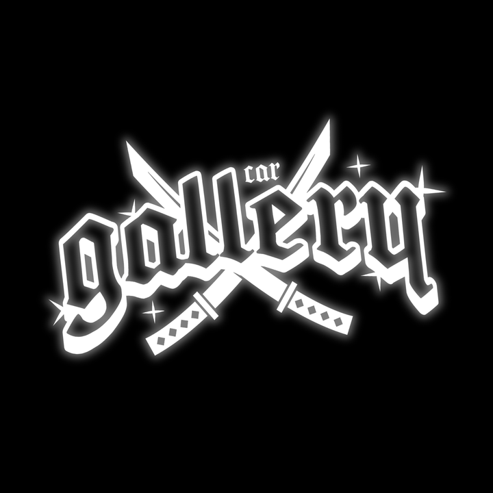 Custom car window decals and vinyl car stickers for vehicles. Sword Gallery logo, on black background