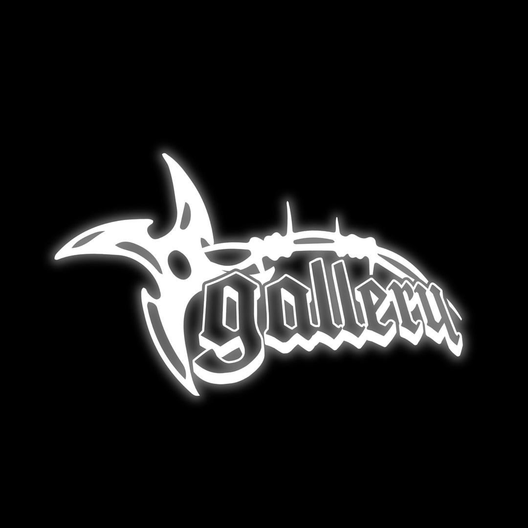 Custom car window decals and vinyl car stickers for vehicles. Shuriken "Gallery" logo, on black background
