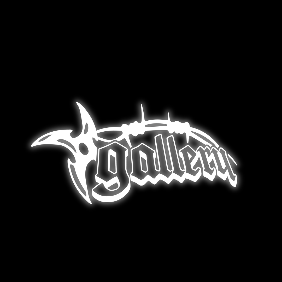 Custom car window decals and vinyl car stickers for vehicles. "GALLERY" Shuriken logo, on black background