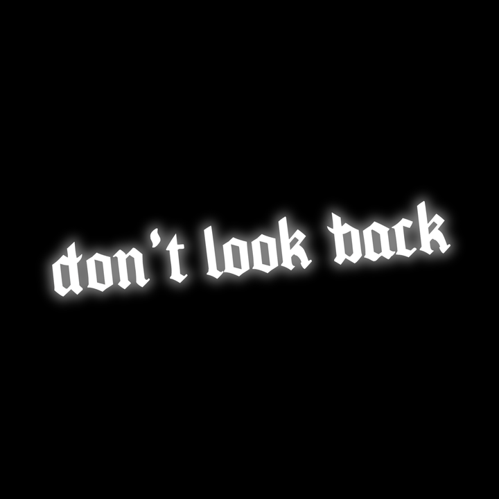 Rear view mirror decals and car back mirror stickers made from vinyl. Available in chrome and white with 'don't look back' text, on a black background