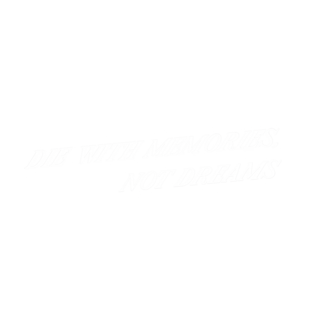 Side view mirror stickers / Wing mirror stickers / side mirror decals with 'Die with memories, not dreams' text, on a black background