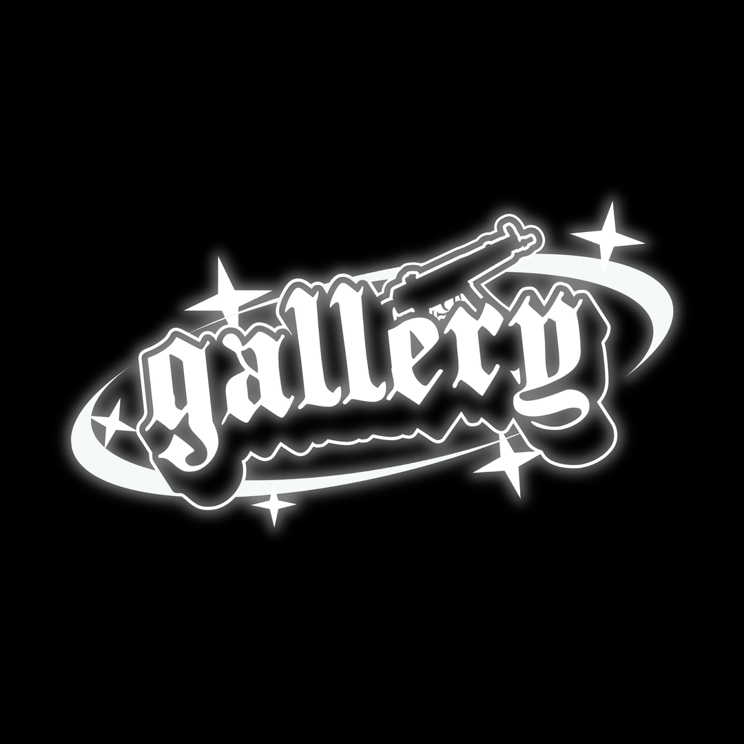 Custom car window decals and vinyl car stickers for vehicles. Gun "Gallery" logo, on black background
