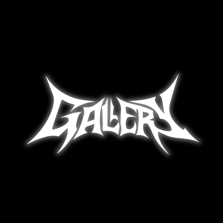 Custom car window decals and vinyl car stickers for vehicles. Metal "Gallery" logo, on black background
