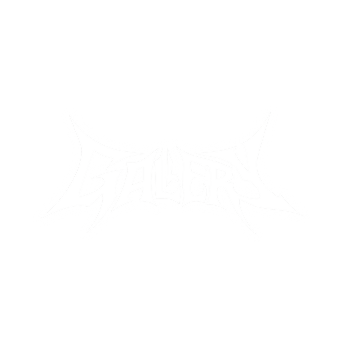 Custom car window decals and vinyl car stickers for vehicles. Metal "Gallery" logo, on black background