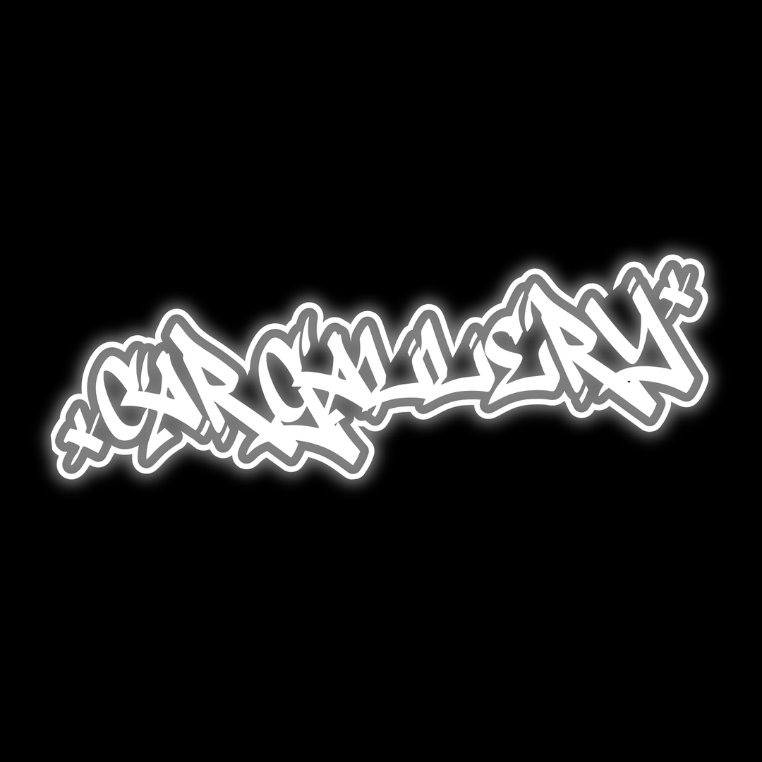 Custom car window decals and vinyl car stickers for vehicles. Graffiti "Car Gallery" logo, on black background