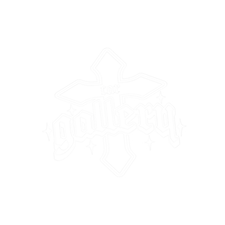 Custom car window decals and vinyl car stickers for vehicles. Cross "Gallery" logo, on black background