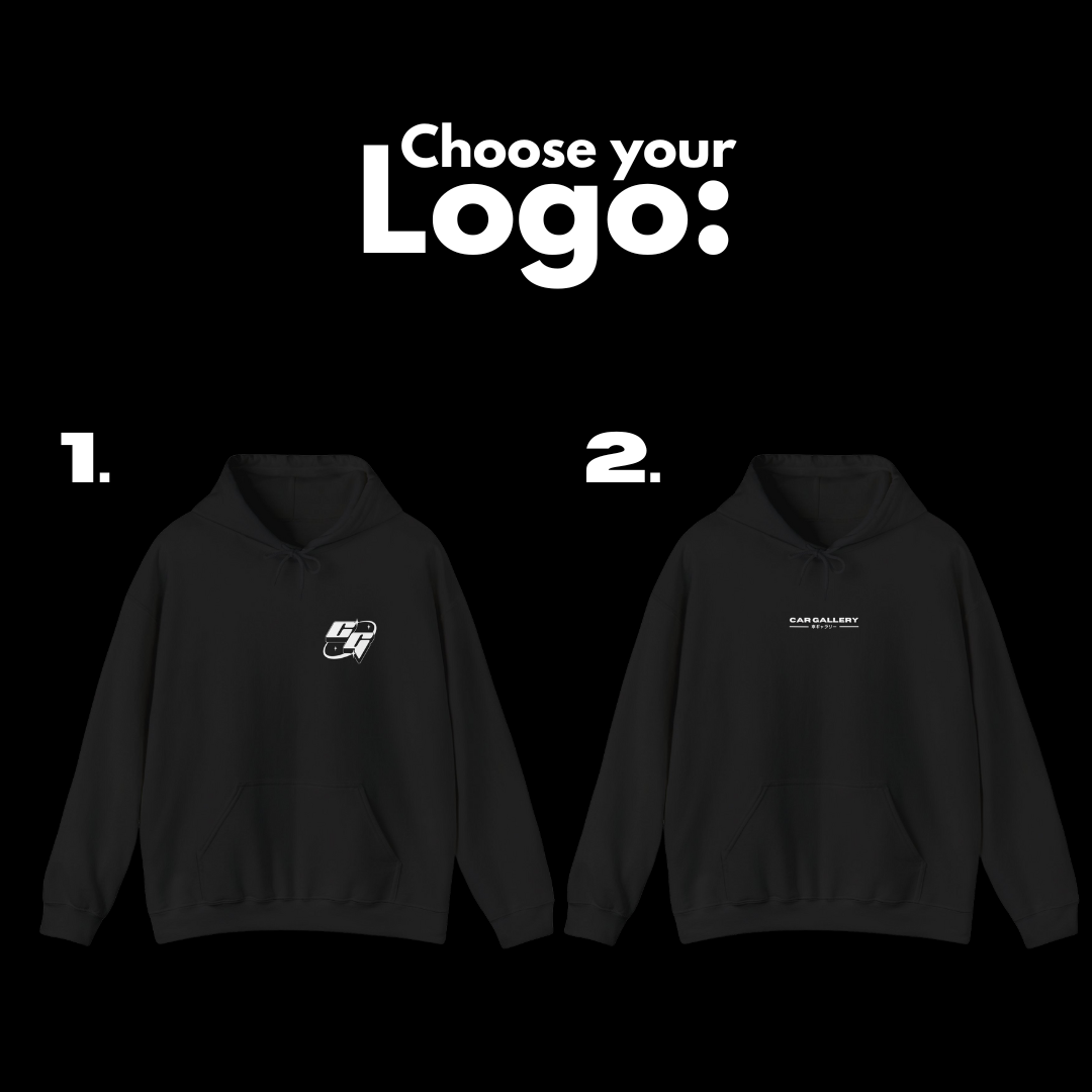 Choose your logo option for a custom car Hoodie, showing two different logos.
